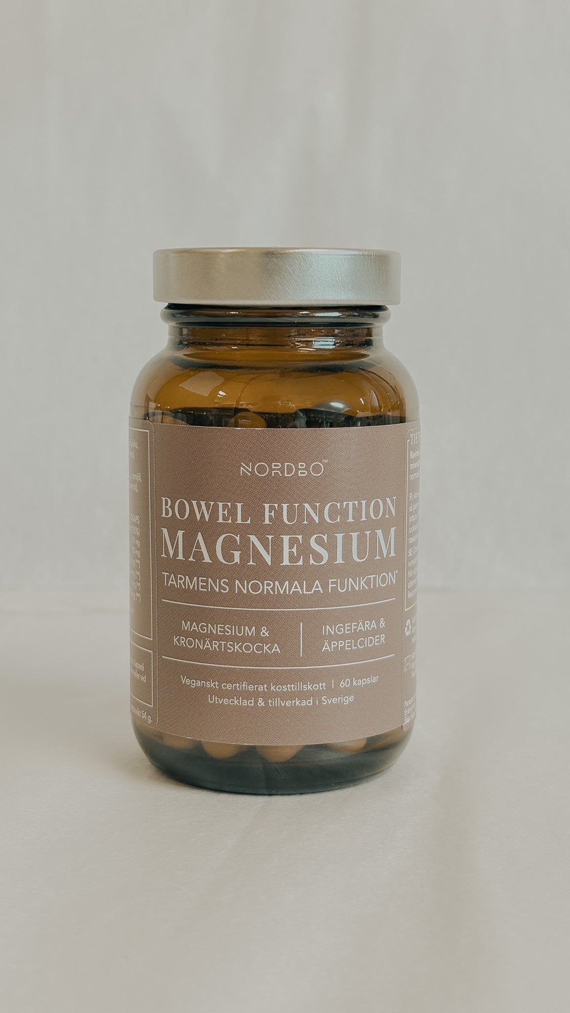 Norbo Bowel Function Magnesium - 60 kapseli, PURELA-brändin vatsan toiminnan tukevia magnesiumkapseleita.
